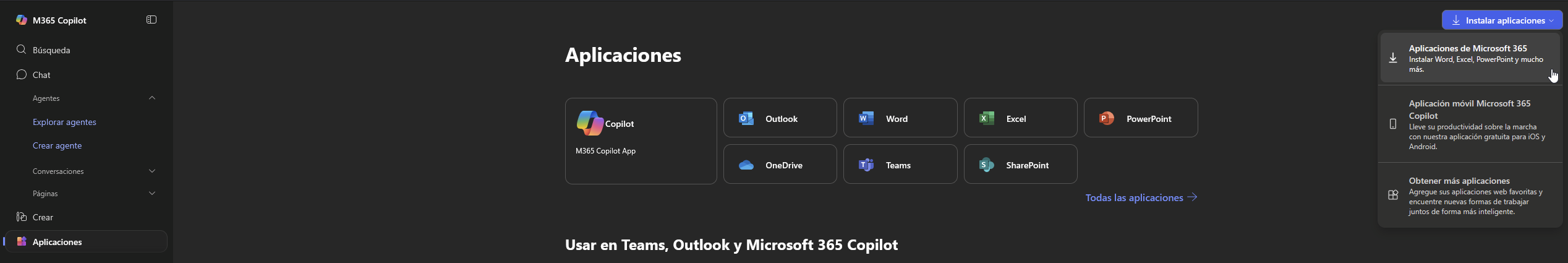 Instalar aplicaciones Office